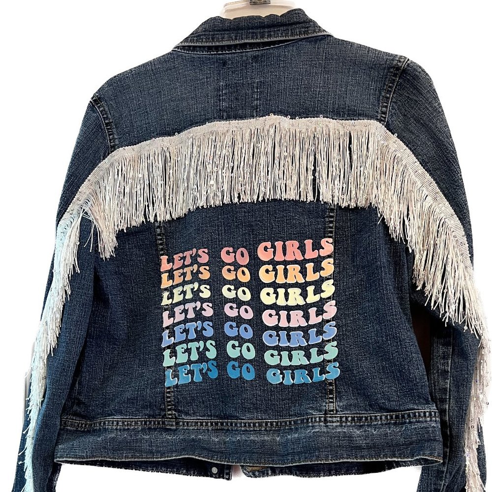 Fun upcycled jean coat!  Old Navy size small.